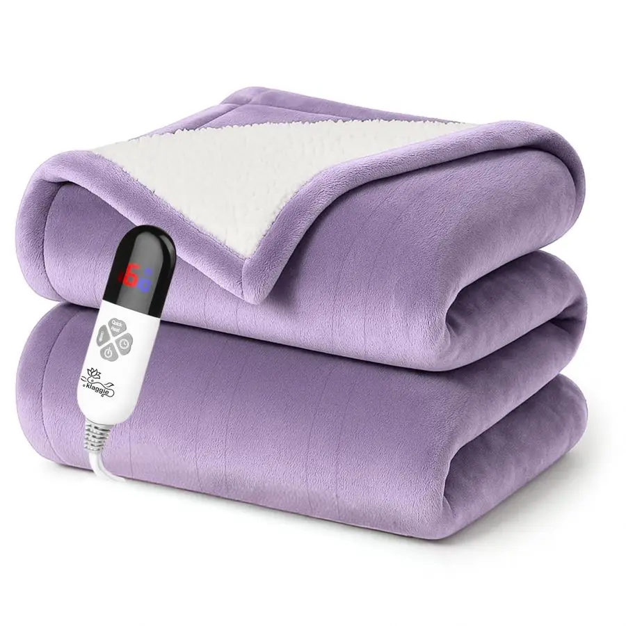 

Heated Throw Blanket Sherpa 50x60 Purple Machine Washable 6 Heat Settings 4 Hours Auto Off Overheat Protection for Home Office U