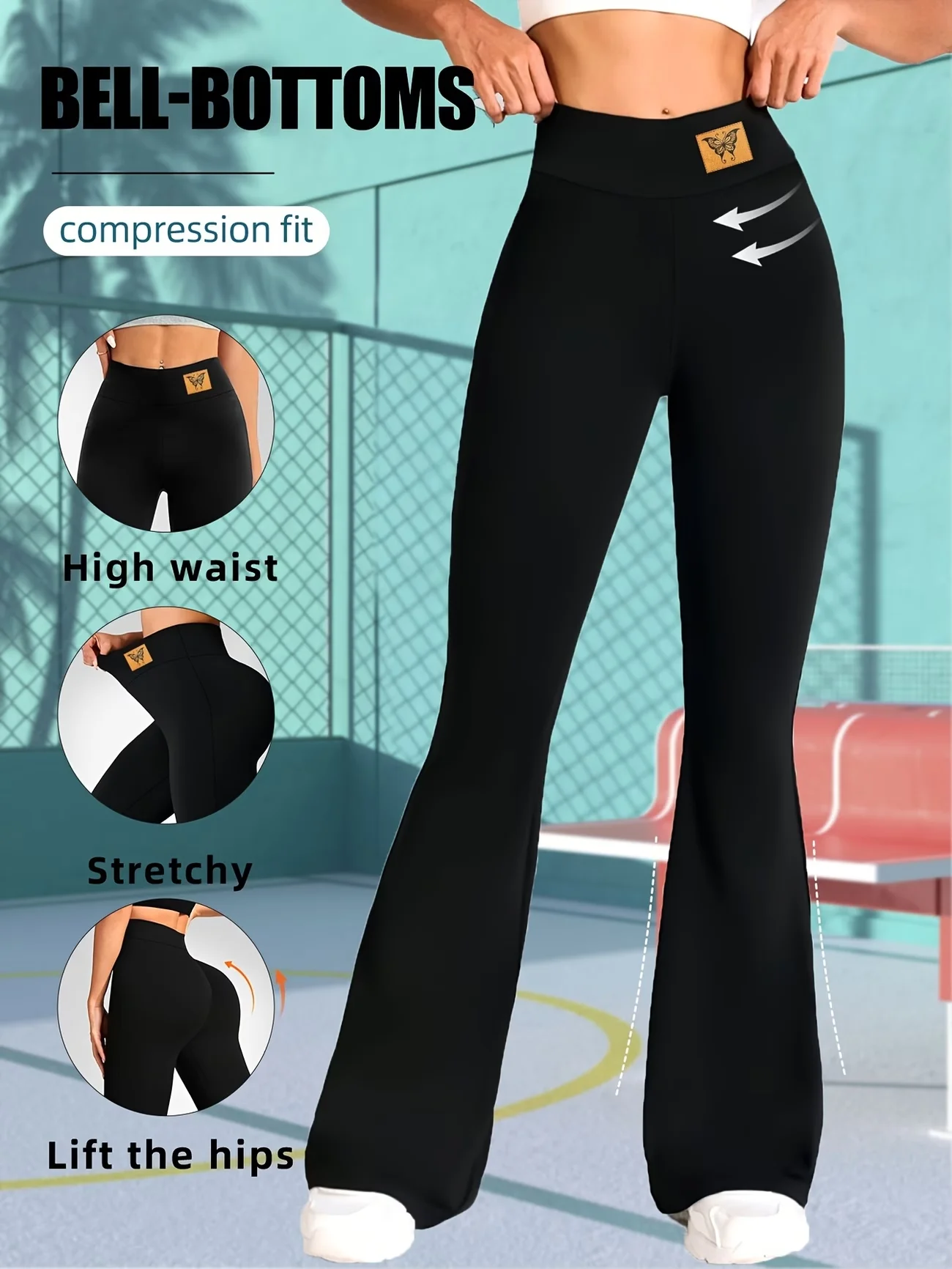 Pantalon évasé doublé en polaire d'hiver, taille haute, chaud, extensible, jambes larges, double doublure, confortable, thermique, leggings grande taille