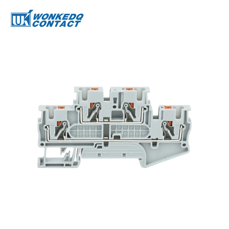 PTTB 4 Din Rail Terminal Block 4mm² 2 Level Push-in Cable Wire Connector Electrical Double Layer PTTB4