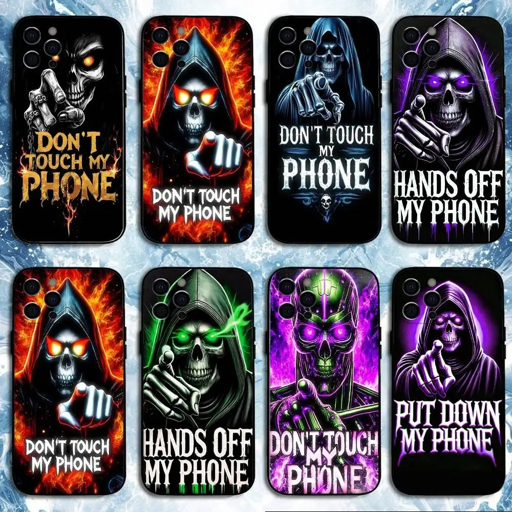 

Don't touch my phone Phone Case For iPhone17,16,15,14,13,12,11 Plus,Pro Max, Soft Silicone Black Cover