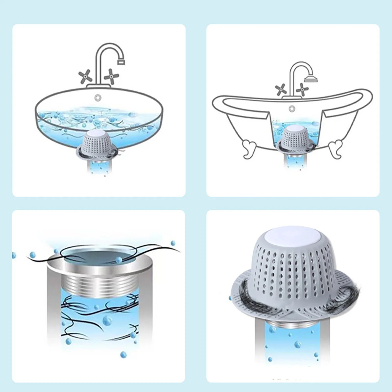 

Силиконовый слив для ванны, ловушка для волос, складная защита для слива для всплывающего обычного слива для душа, ванны, раковины для ванной комнаты