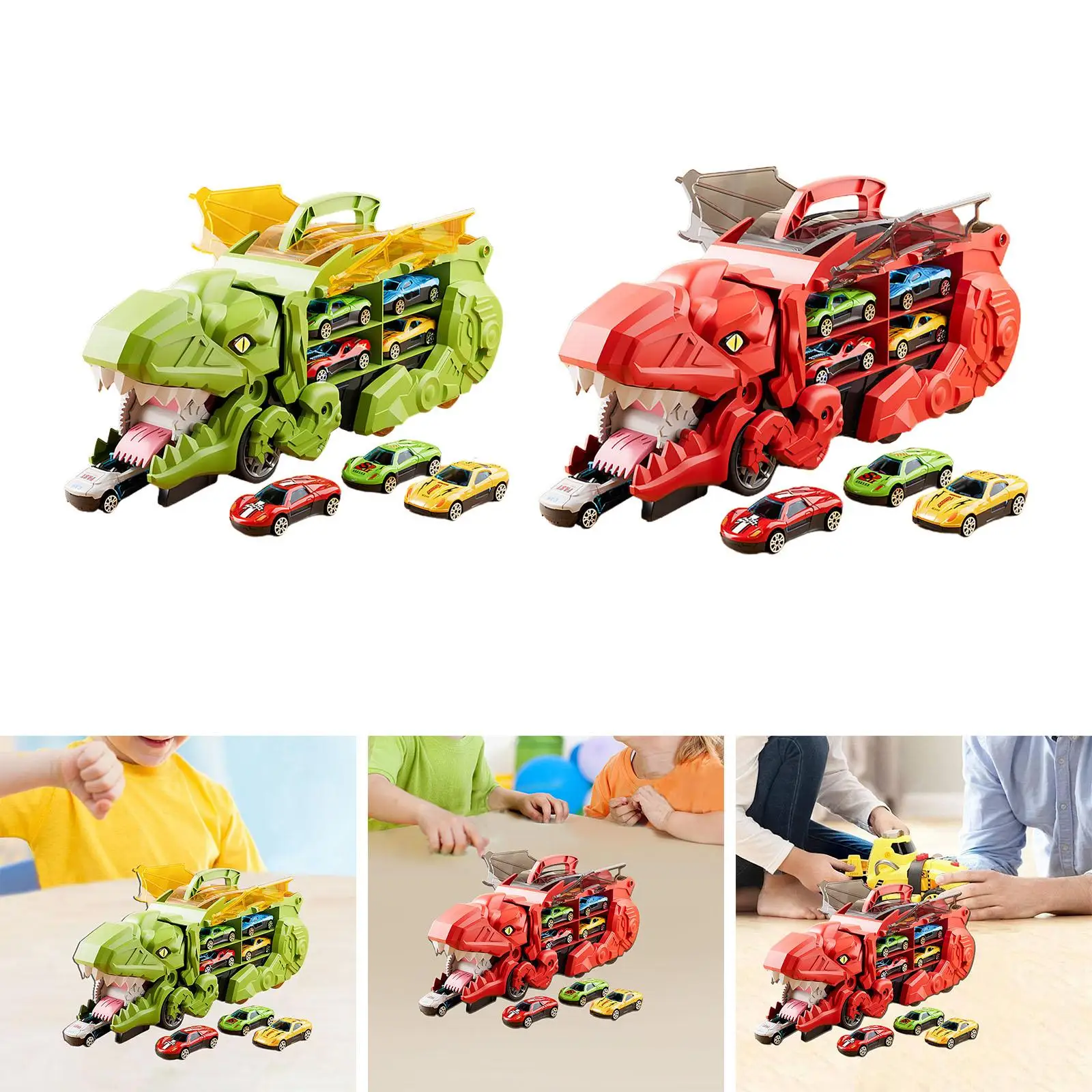 

Грузовик-транспортер динозавров Прочная интерактивная игра с портативной ручкой