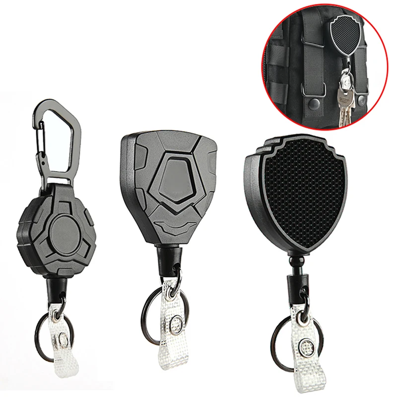 10Styles Sporty Retractable Key Ring Anti-theft Easy-to-pull Buckle Rope Elastic Keychain Anti Lost Yoyo Ski Pass ID Card