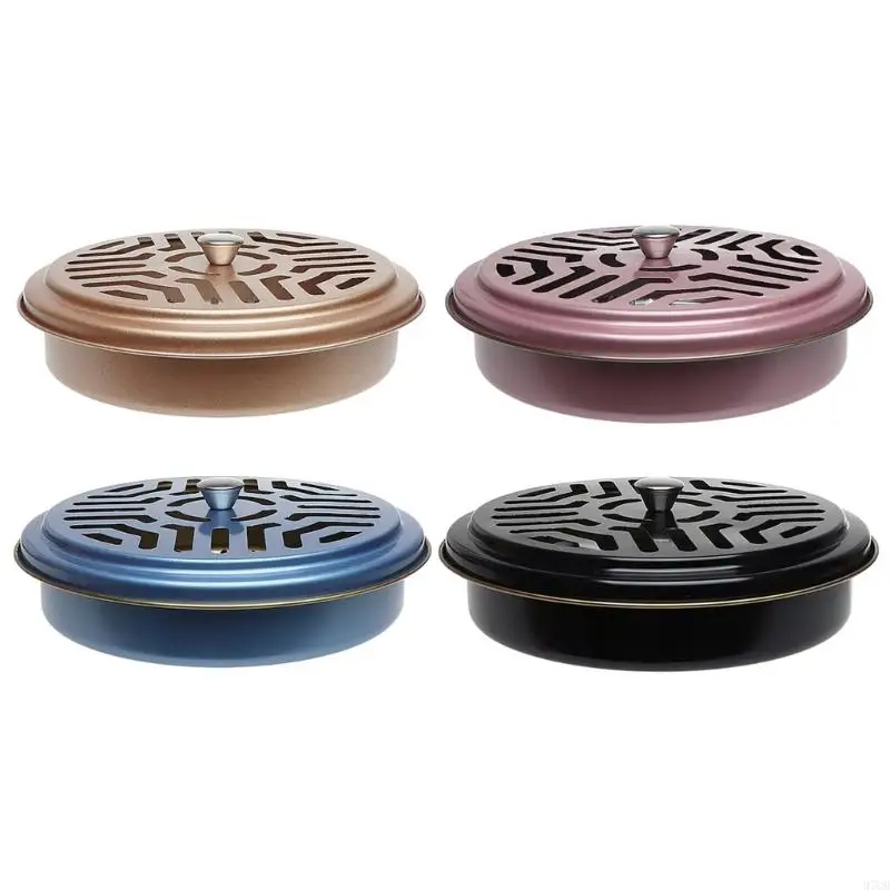 97QD Metal Mosquito Coil Holder Tray with Cover for Fishing Camping Anti Deformed