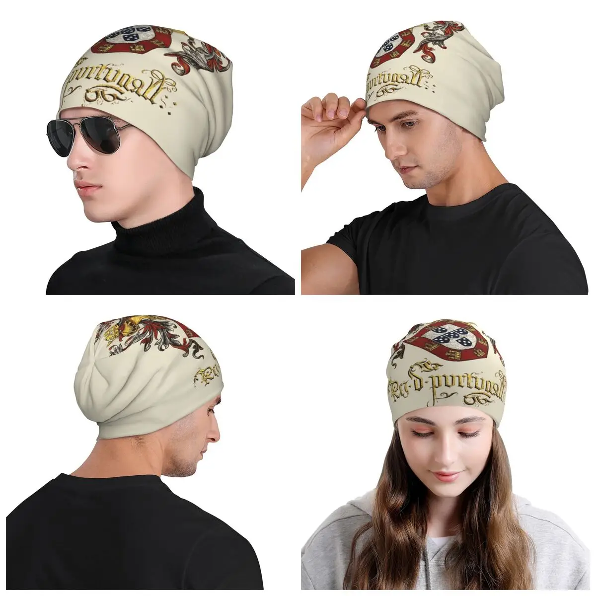 Arms Of King Of Portugal Beanie Cap Bonnet Homme Knit Hats Hip Hop Outdoor Ski Livro do Armeiro-Mor Skullies Beanies Hats