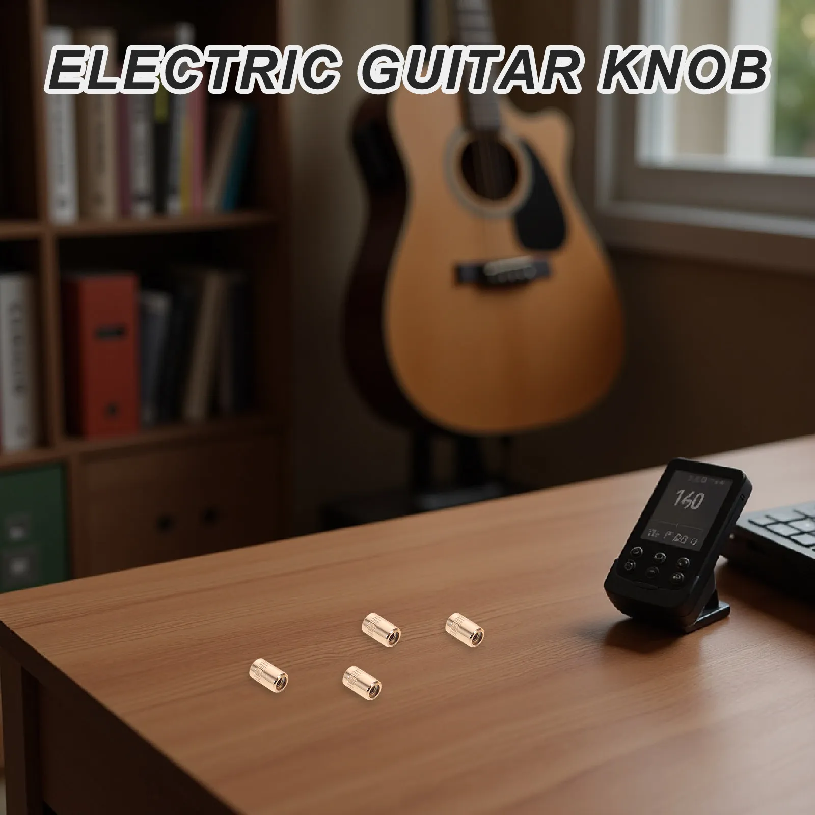 4pcs Electric Guitar Knobs & Pickup Selector Caps, Brass Knurled Vintage-Style Replacement Parts for Music Practice