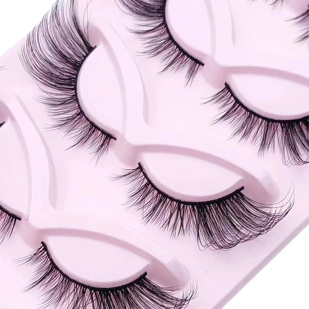 5 pairs Dramatic Volume Fox Eye Cat Eye Soft 3D Faux Mink False Eyelashes - Enhance Your Eye Look with Long, Lush Lashes