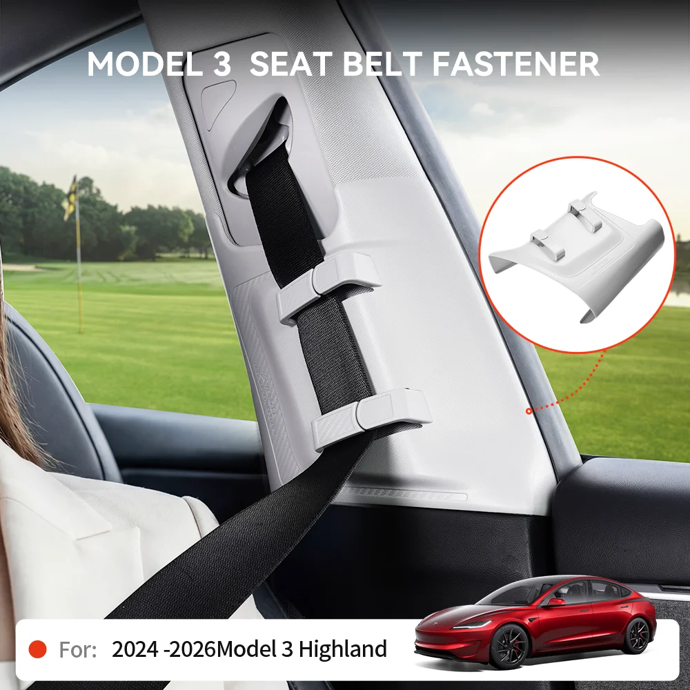 YZ For Custom Fit Tesla Model 3 2024-2026 Highland Car Seat Belt 2 Level Adjuster Clip Shoulder Protector Anti-Choking Accessory