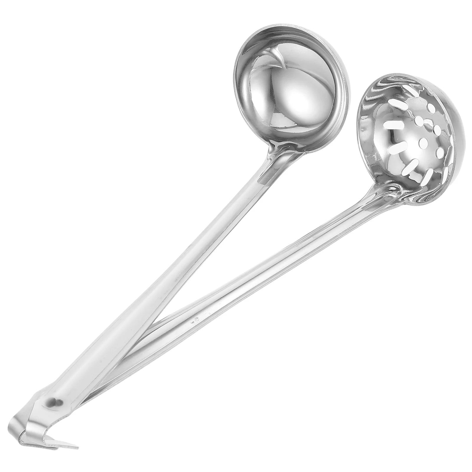 

2pcs Stainless Steel Gravy Ladle Soup Spoon Skimmer With Hook Compact Nonslip Handle For Hot Pot Kitchen Utensil Serving Tool