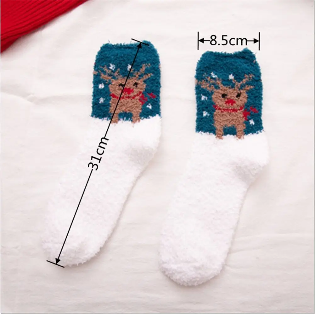 1 Pair New Year Winter Xmas Gifts Warm Christmas Women's Socks Floor Socks Fleece Coral