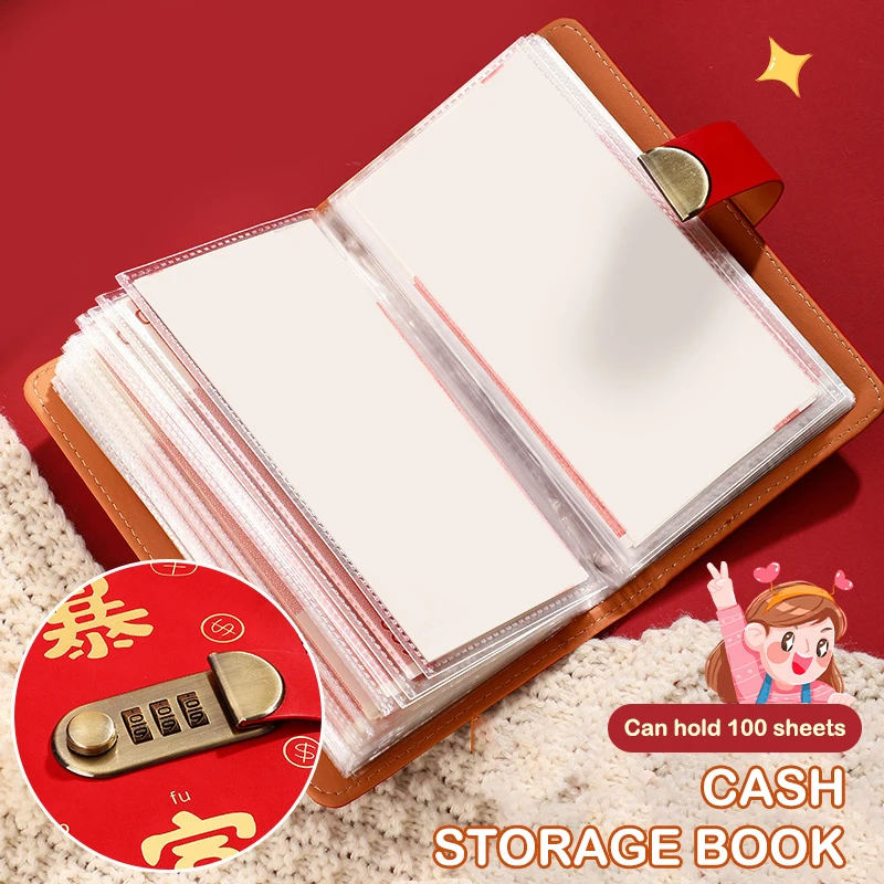 

200 Envelopes Money Saving Challenge With Password Lock Save Money PU Money Collection Book Large Capacity Portable