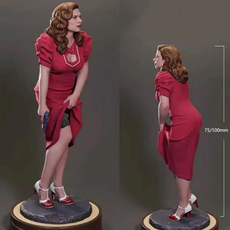 1/24 Scale 75mm Resin Figure Model Soldier Sexy Lady Agent Carter Figurine Diy Toy Gift Unassembled and Uncolored Free Shipping
