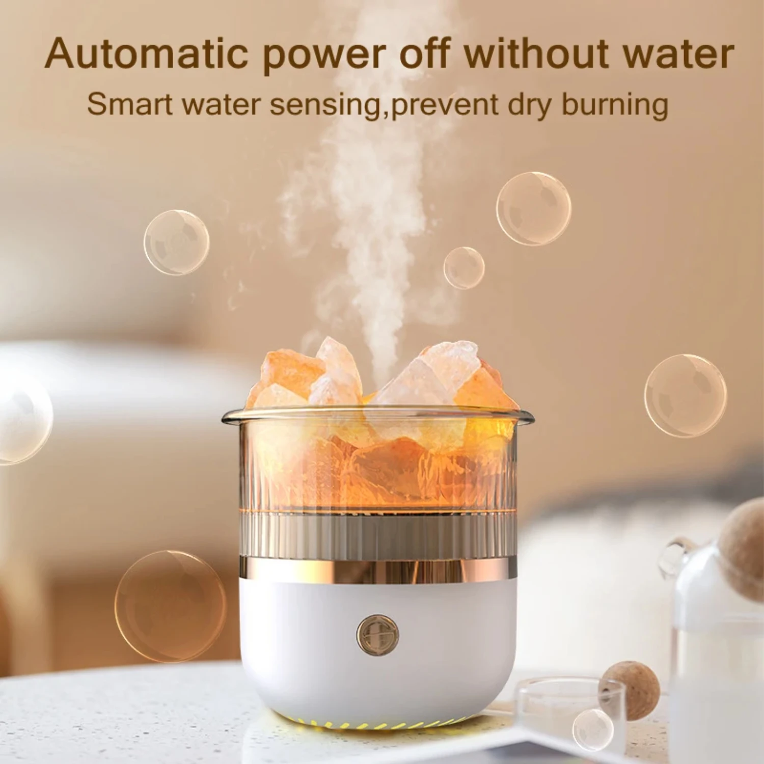 New Stunning Crystal Stone USB Essential Oil Diffuser - Powerful Ultrasonic Aromatherapy Air Humidifier with 7 Color LED Light S