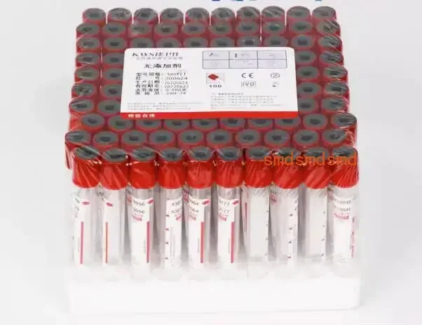 100 قطعة 5 مللي/10 مللي أنبوب جمع الدم الطبي لا يوجد أنبوب طرد مركزي إضافي أنبوب زجاجي لمرة واحدة