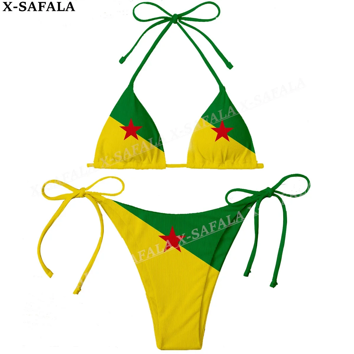 French Guiana Flag 3D Print Women Micro Sexy Bikini Bra Set Summer Beachwear Sexy Beach Two Pieces Bathing Suits Swimwear