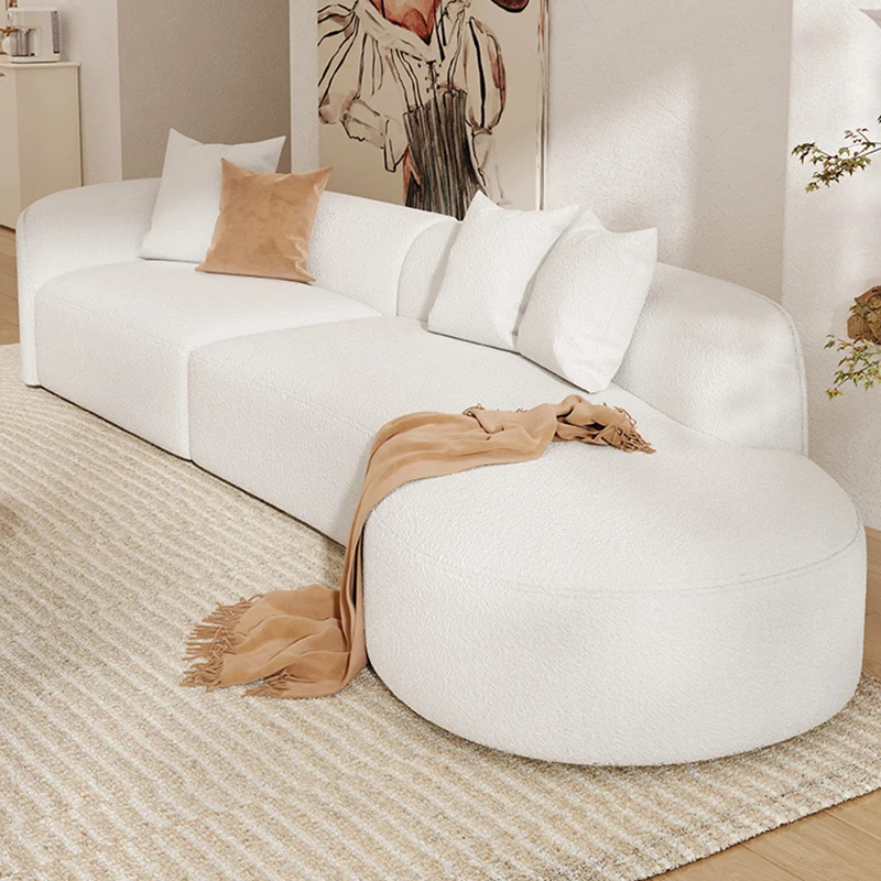 

Cute Nordic Sofa Simple Lounge Comfortable Designer Velvet Floor Sofa Living Room Curved Wood Woonkamer Banken Salon Furniture