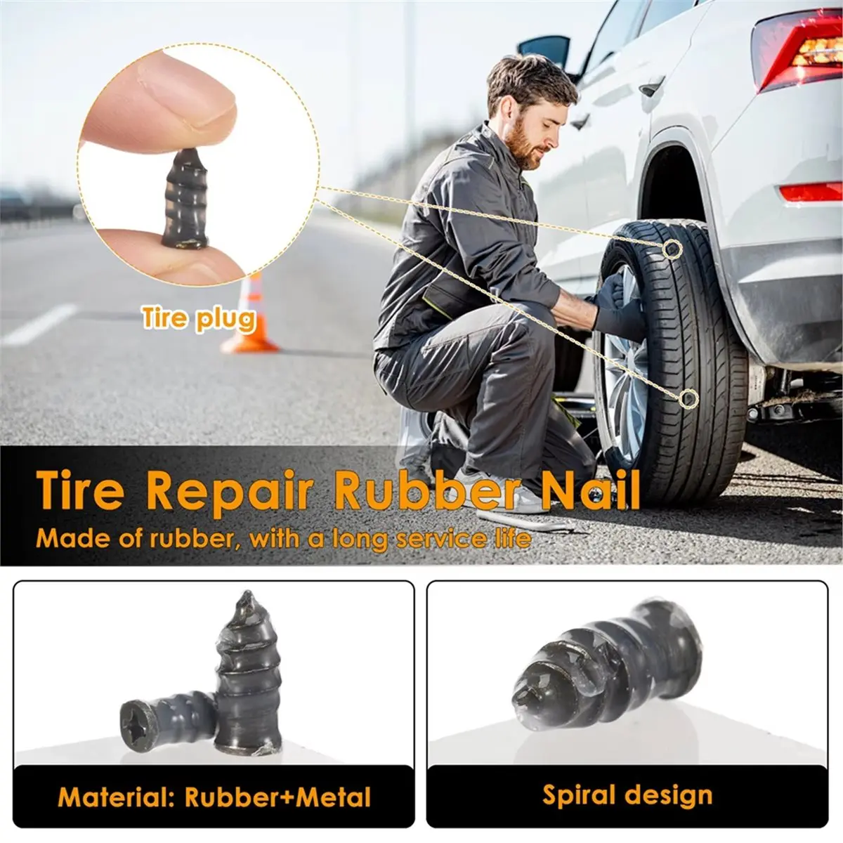 Multi-use Gear 120 PCS Tire Repair Rubber Reliable Tire Plug Kit with 2 Screwdriver Type Tyre Repair for Car Motorcycle