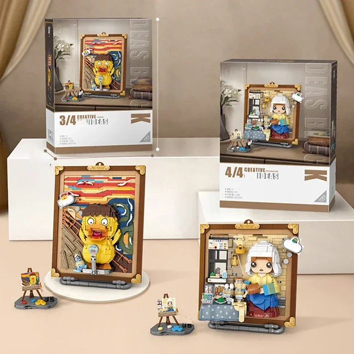 Cartoon Oil Painting Characters Building Blocks  Home Hanging Paintings Assembling Ornaments Toys Gifts for Adults and Children