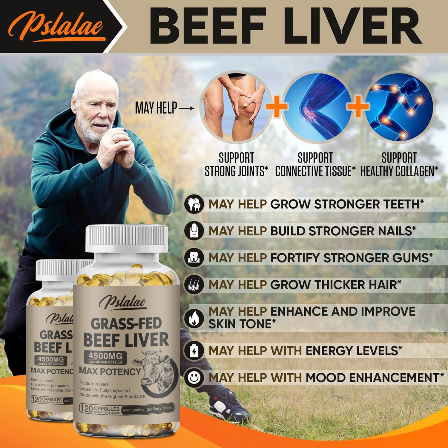 Grass-fed Beef Liver Capsules - Provides Energy, Promotes Healthy Digestion, Immune Support