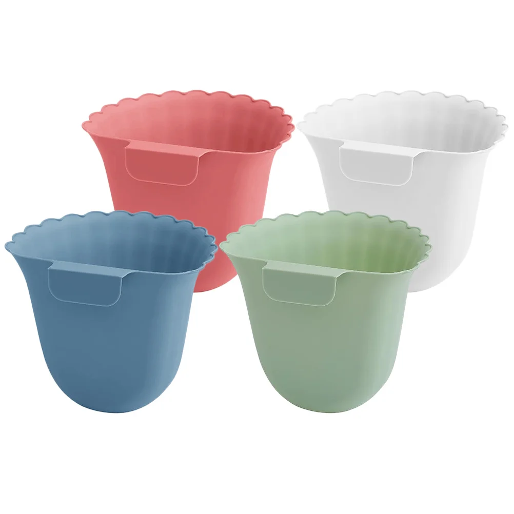 

4Pcs Hanging Flower Buckets Plastic Fence Planter Balcony Railing Planter Gardening Flower Holder Indoor Outdoor Decorative