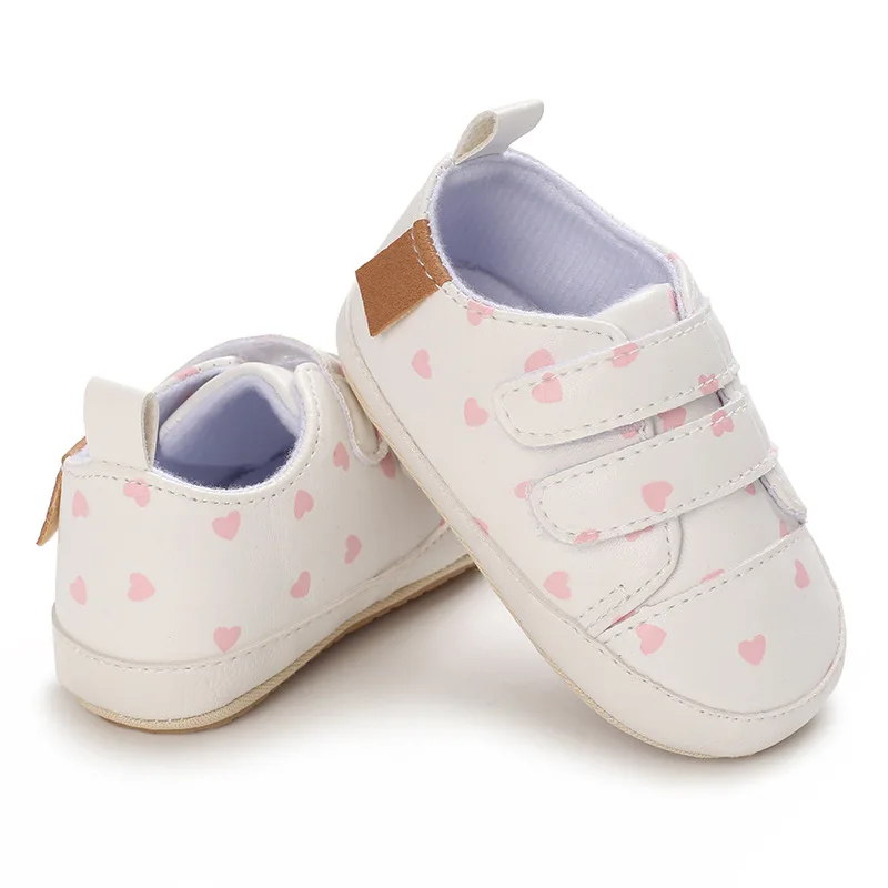 White Baby Shoes Girls Lovely Heart Embroidery Casual Sneakers Non-slip Infant Kids Christening