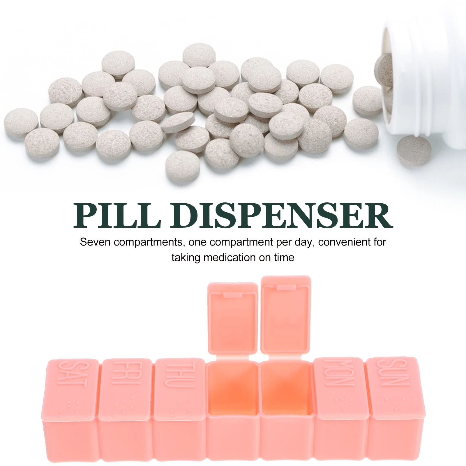 

Medicine Case 7-Compartment Weekly Organizer Compact Portable Pill Box Daily Use Travel Medicine Storage Case Household