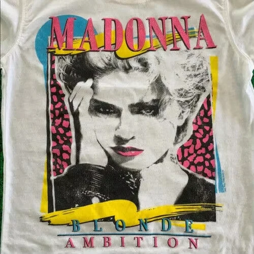 Madonna Blonde Ambition T-shirt White Reprint Unisex BC548 Graphic Cotton Short Sleeve Summer Casual Retro Pop Star Tee Top
