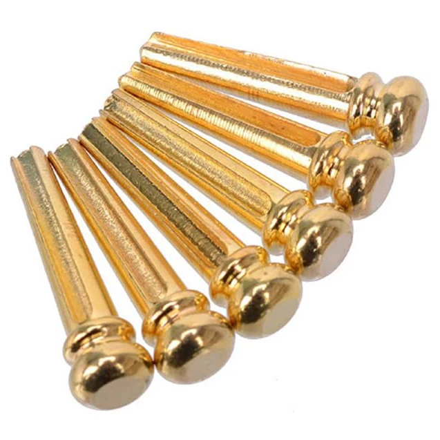 Guitar Bridge Pins 6Pcs Brass Endpin For Acoustic Guitar With Guitar Bridge Pin Puller