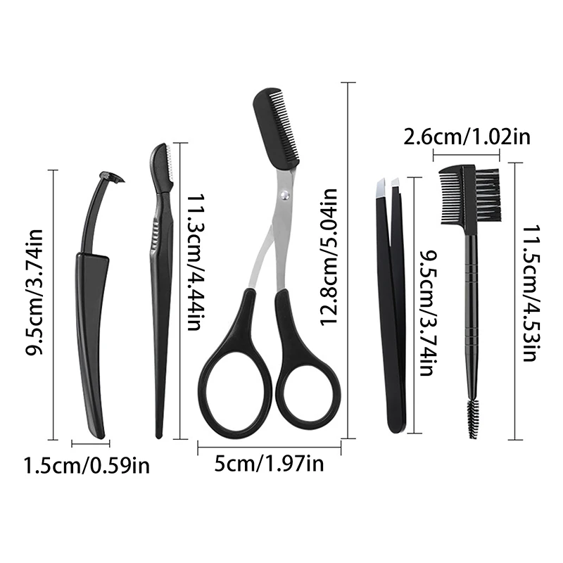 4/5Pcs Eyebrow Cutters Set Eye Brow Trimmer Scissors Comb Face Shaver Hair Removal Razor Tweezers Eyelash Brush Women Makeup