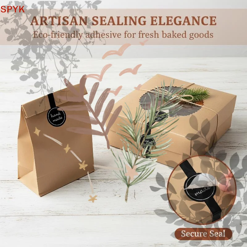 50 Sheets Black Hand Made Sealing Stickers With Strong Adhesion Perfect For Gift Wrapping Baking Packaging DIY Craft