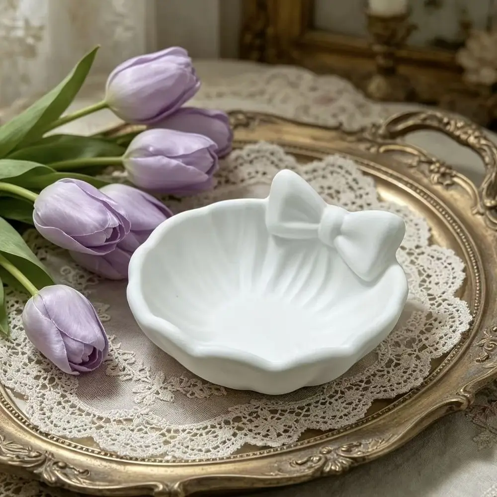 3D Printed 3D Printed Bow Storage Box Bowknot Love Heart Shell Shape Bow Jewelry Tray Desktop Organizer Large Capacity