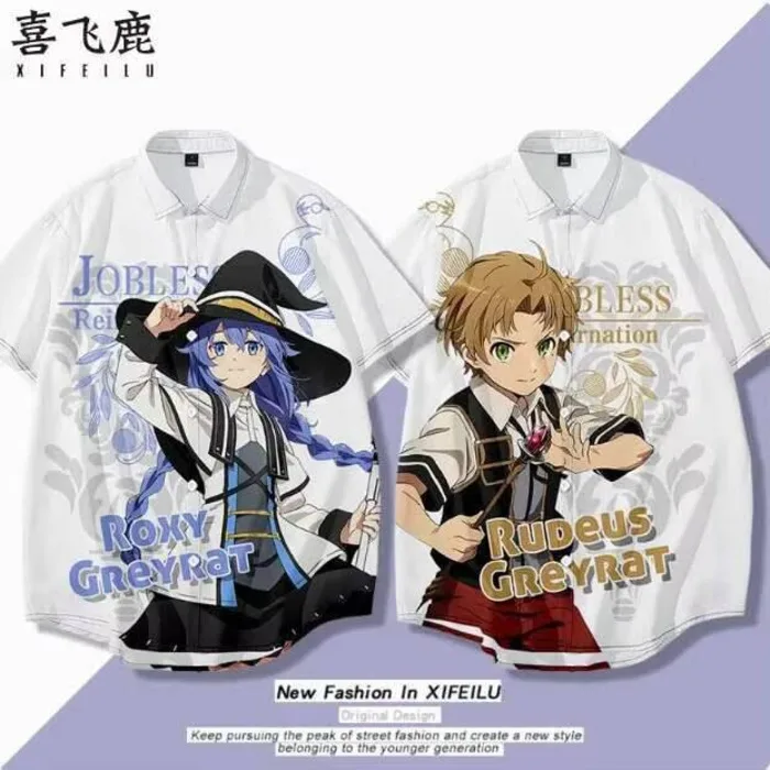 

Anime Mushoku Tensei:Jobless Reincarnation Short Sleeve Shirt Cosplay Costume Men Woman Casual Student Loose Tops anime