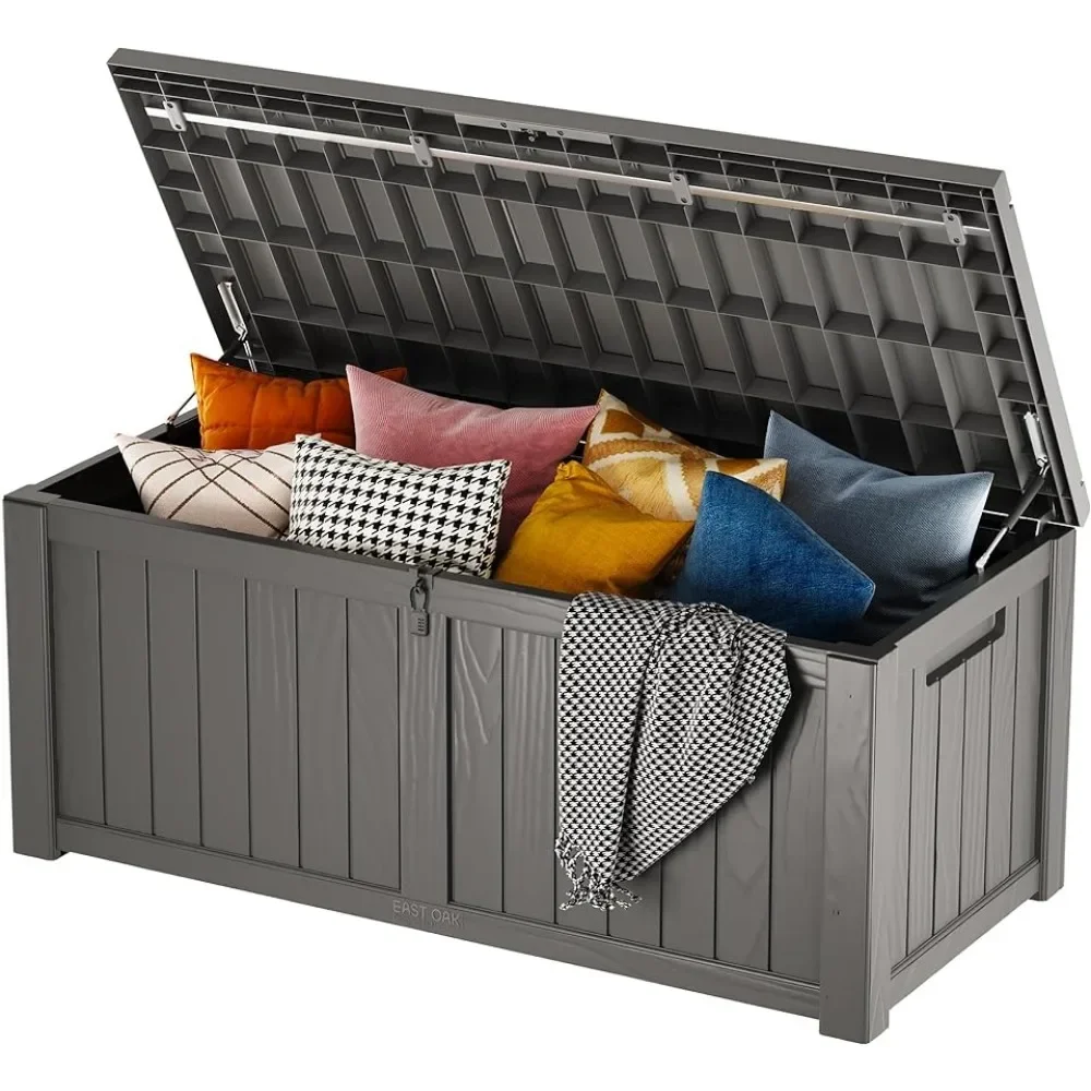 

Storage Boxes Waterproof and UV Resistant Clothing Storage Box Garden Tools Plastic Organizer Box Padlock Lock Included Grey