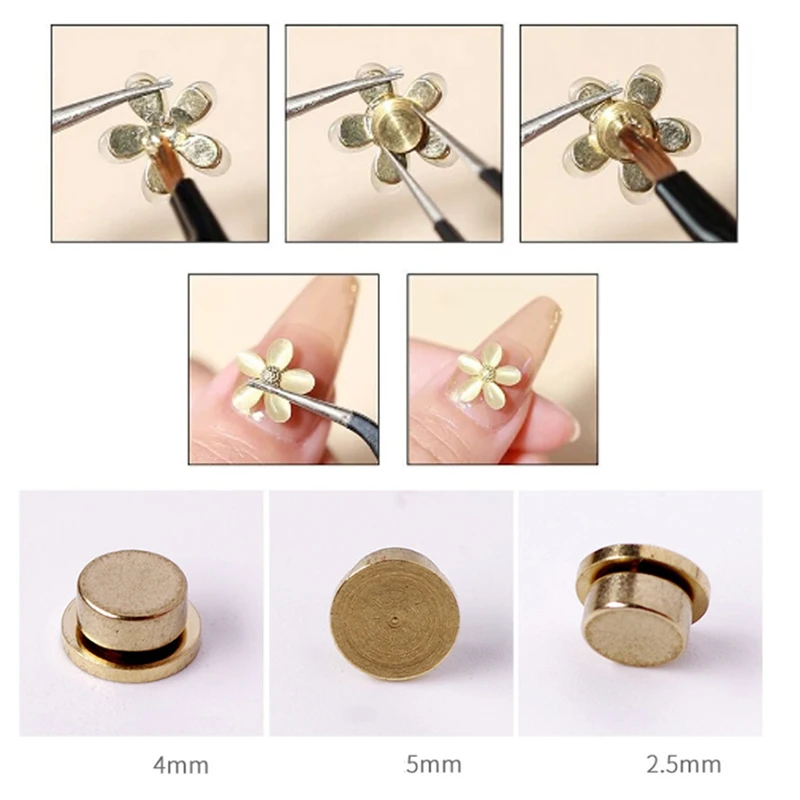 5PCS Metal Rotating Bearing For Nail Art Decorations Charms Rhinestones Jewelry Accessories Parts Swivel Manicure Supplies Tool