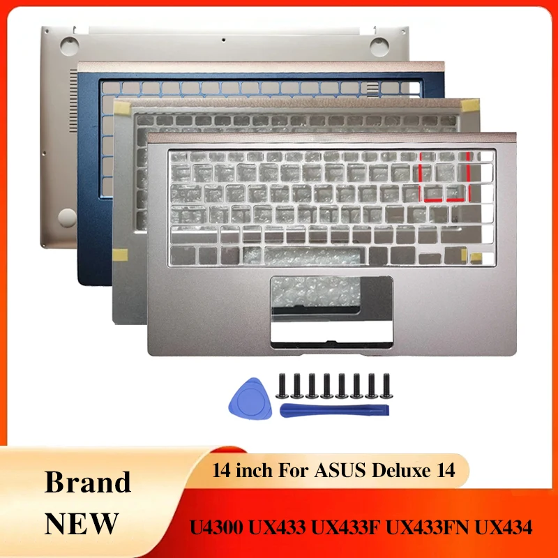 

Новый чехол для компьютера, чехол для ноутбука, упор для рук, верхний корпус/нижний корпус, синий, серебристый цвет для ASUS Zenbook UX433 UX433F UX433FN U4300F Deluxe14