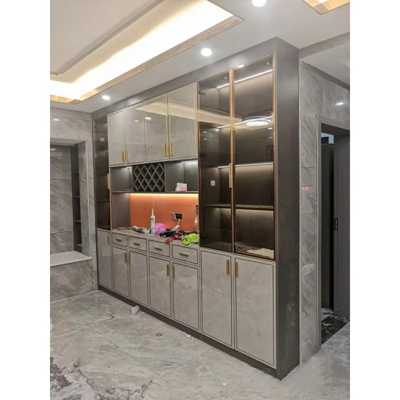 custom.Custom Modern Solid Mahogany Durable Bar Cabinet Home Wine Display with Storage Dining and Living Ro