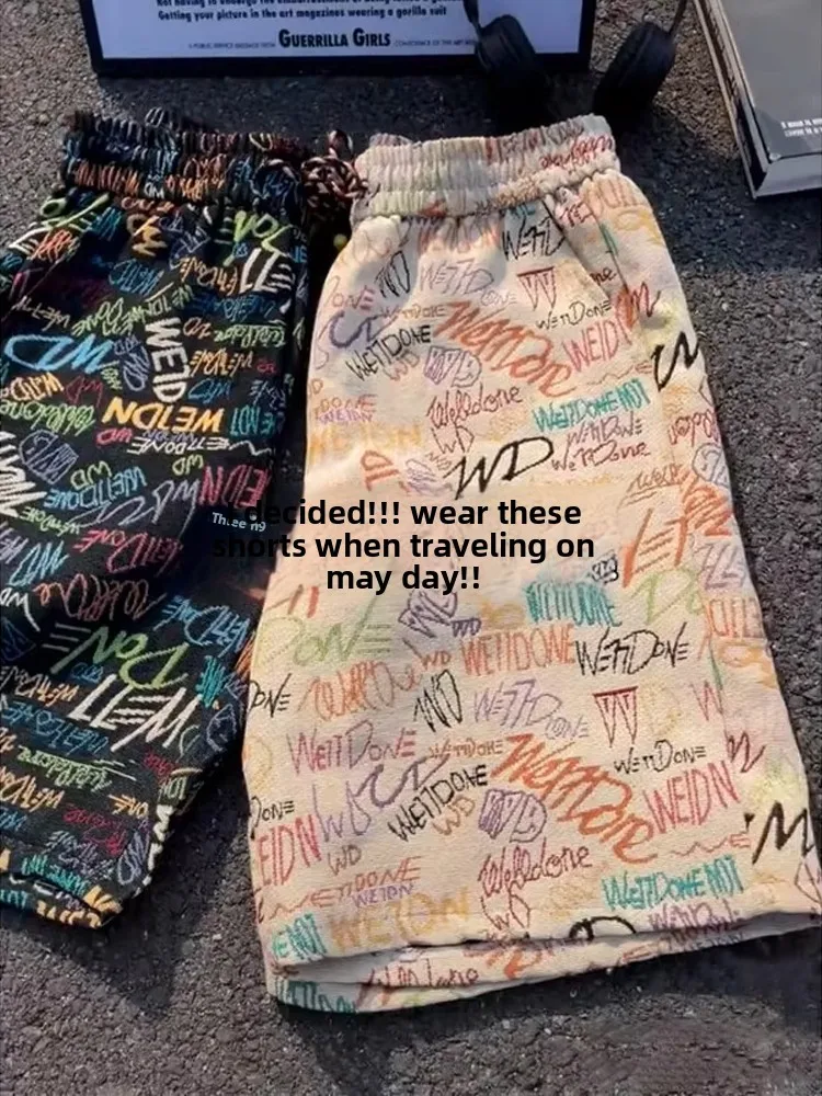 

Doodle fiti Мужские orts American High Street Five-Quarter Свободные брюки Dopane прямого кроя с уникальным дизайном Sensation Pants