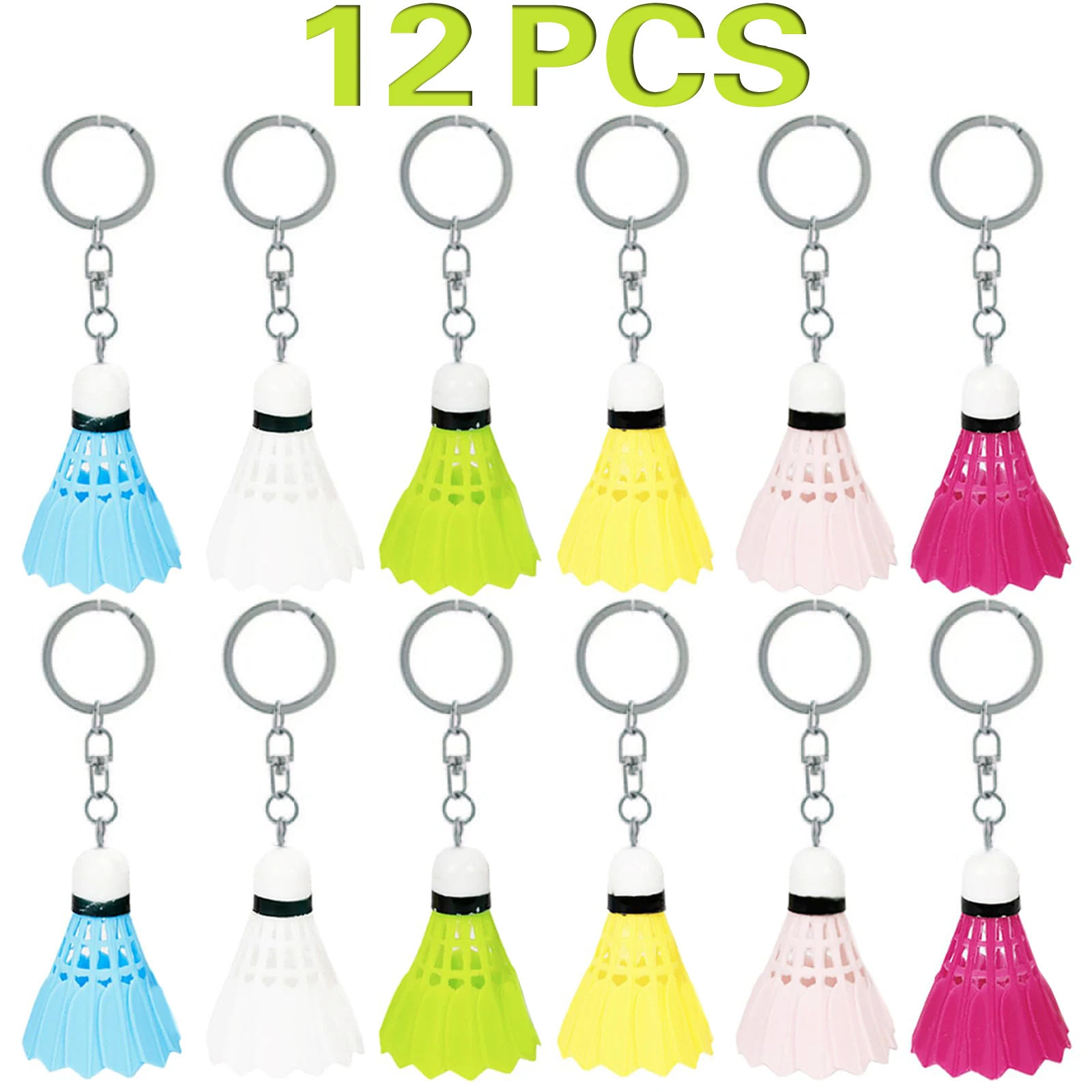 12Pcs Sport Goods Keychains Mini Badminton KeyChain Ball Keyrings Jewelry Accessories