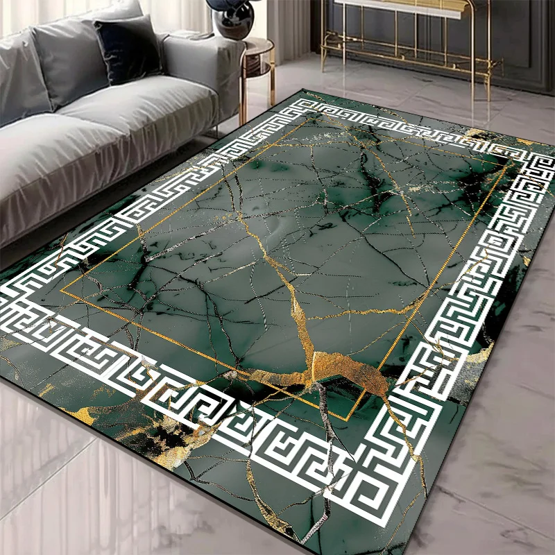 Luxury Marble Pattern Carpet Modern Living Room Decoration Thick Short Plush Area Rug Non-slip Bedroom Lounge Sofa Floor Mat