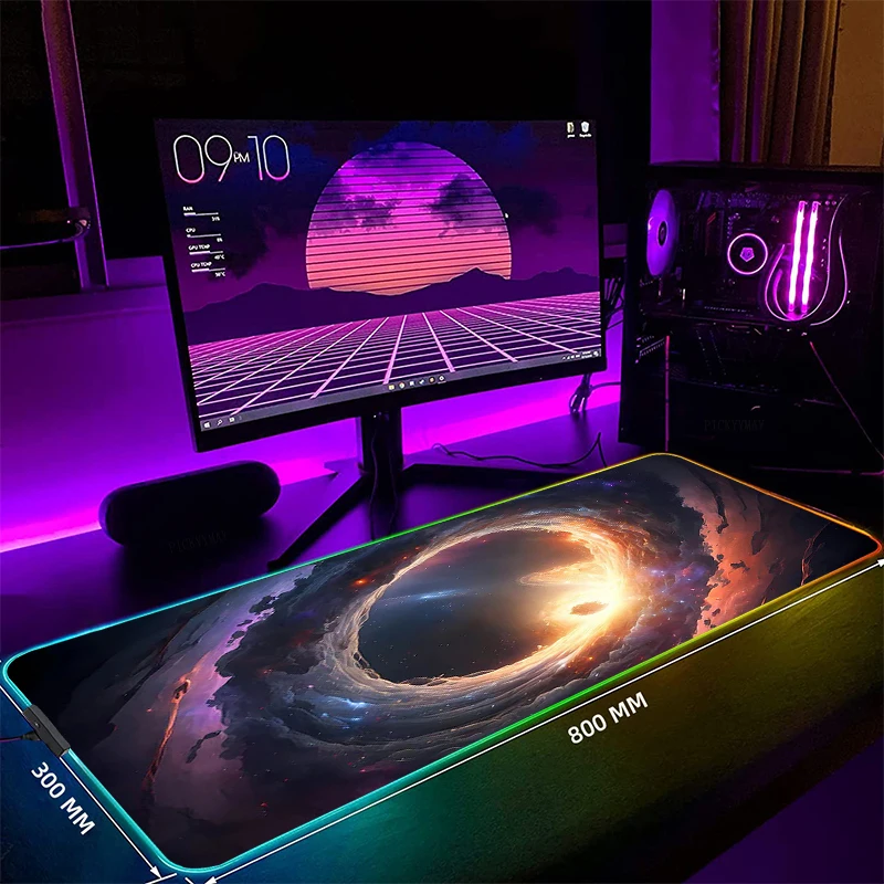 

Звездный и космический RGB коврик для мыши, большие игровые коврики для мыши, подставки для мыши 90x40 см, Большая искусственная мышь, подсветка, коврики для клавиатуры