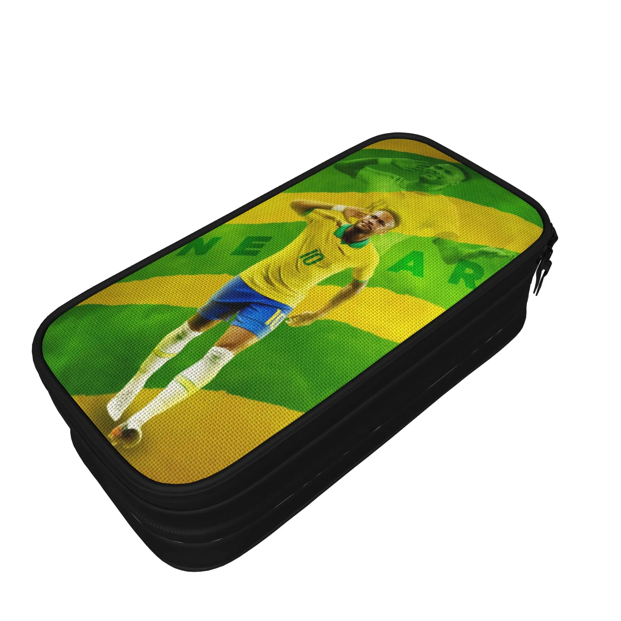 Picture 3: Neymars Brazil Football Pencil Case Soccer Number 10 Pen Box Bags Girls Boys Big Capacity School Supplies Zipper Pencil Pouch