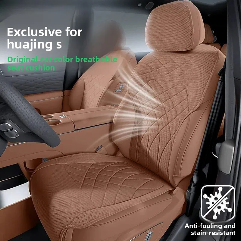 Nappa Leather Style Car Seat Cushion Set Ventilated Laser Perforated Surface Airbag Friendly Full Coverage Five Seater Interior