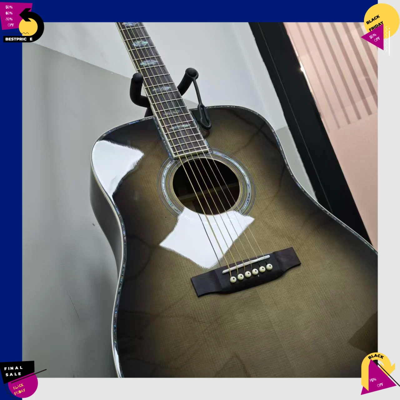 Free Shipping D45 Acoustic Guitar Smoke Gradient Wood Guitar 41 Folk Guitar Rich Resonance Elegant Look Stable Tune Nice Gift