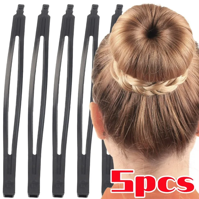 5 uds Magic Twist Donut Bun Clip DIY herramientas de peinado de cola de caballo carrete de pelo de cabeza de seta negra para peinados de Bobo y cabeza de bola