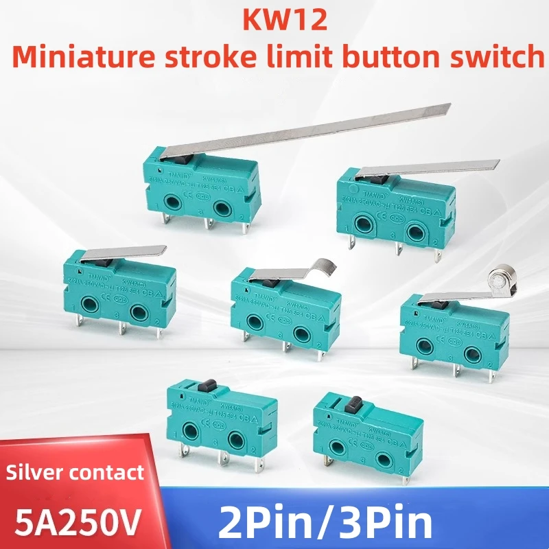 

10PCS KW12 Miniature stroke limit switch Silver contact 5A250V Micro switch 2/3 feet with handle with pulley