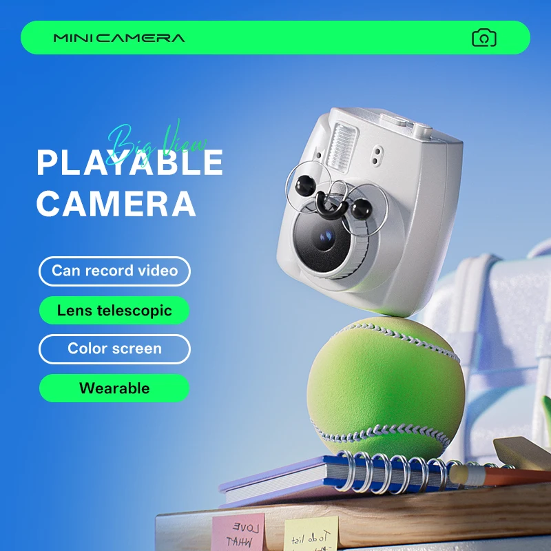 

Мини-цифровая камера 1080P Мини-брелок-камера Ретро Карманная видеокамера Спортивная камера CCD со вспышкой Камера с цифровым зумом