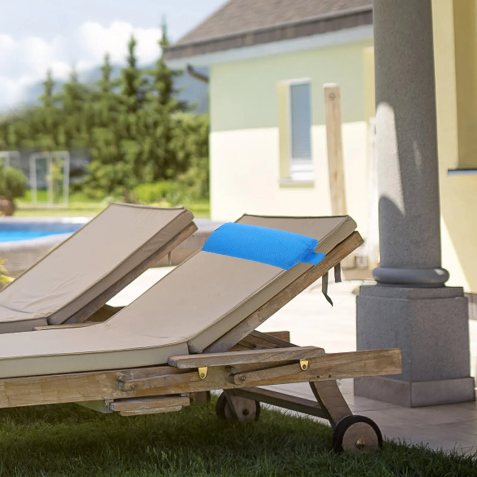 

Beach Chair Pool Chair Lumbar Support Waterproof Outdoor Back Support Chaise Lounge Pillow Adjustable Straps Foldable