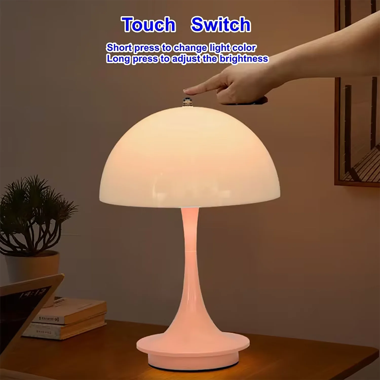 LED mushroom Table Lamp Touch Sensor Night Light Rechargeable Wireless Reading Lamp for Restaurant Hotel Bar Bedroom Decor Light