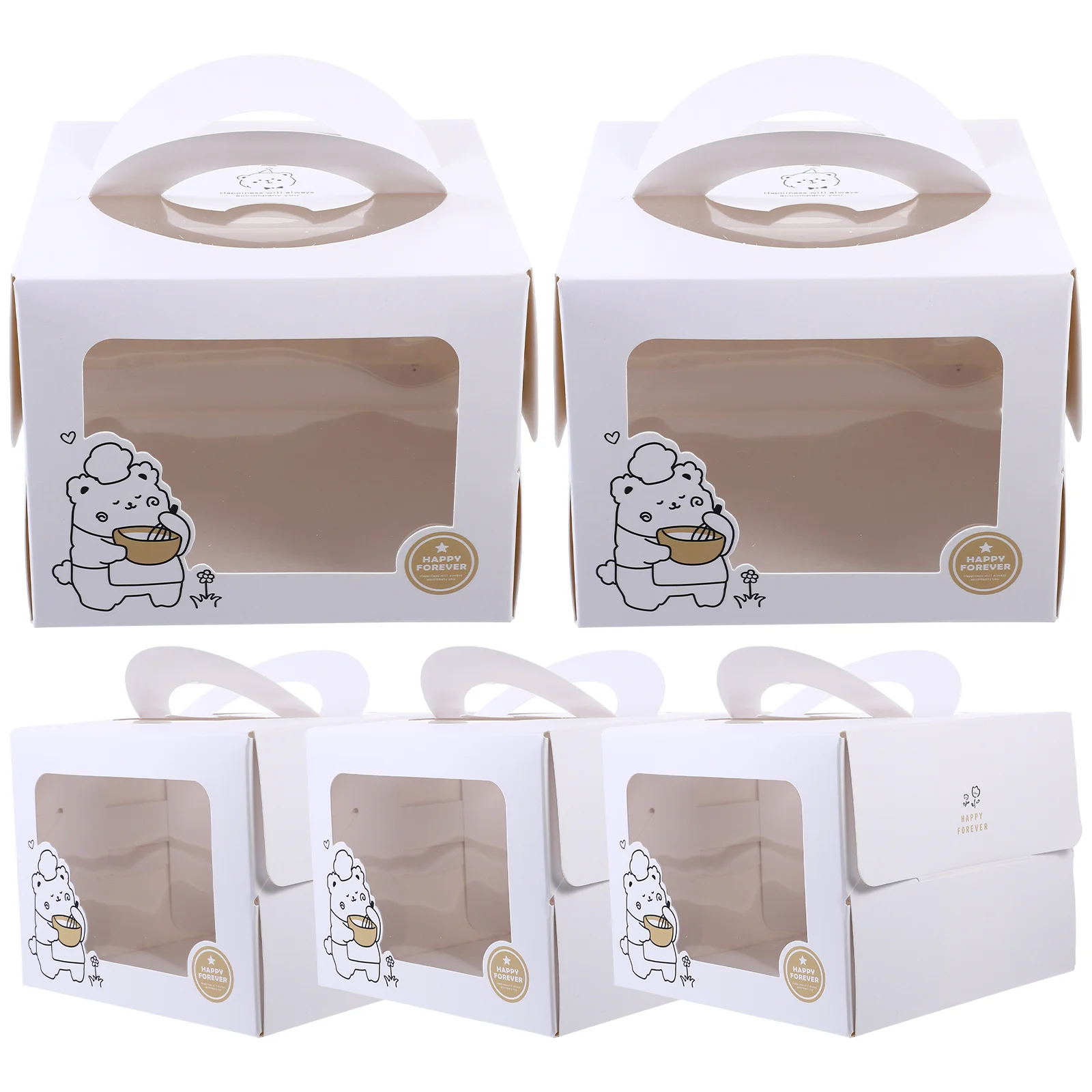 

5 Pcs Cake Carrier with Lid Plastic Boxes Bakery Window Packing Keeper Wedding Small for Slices