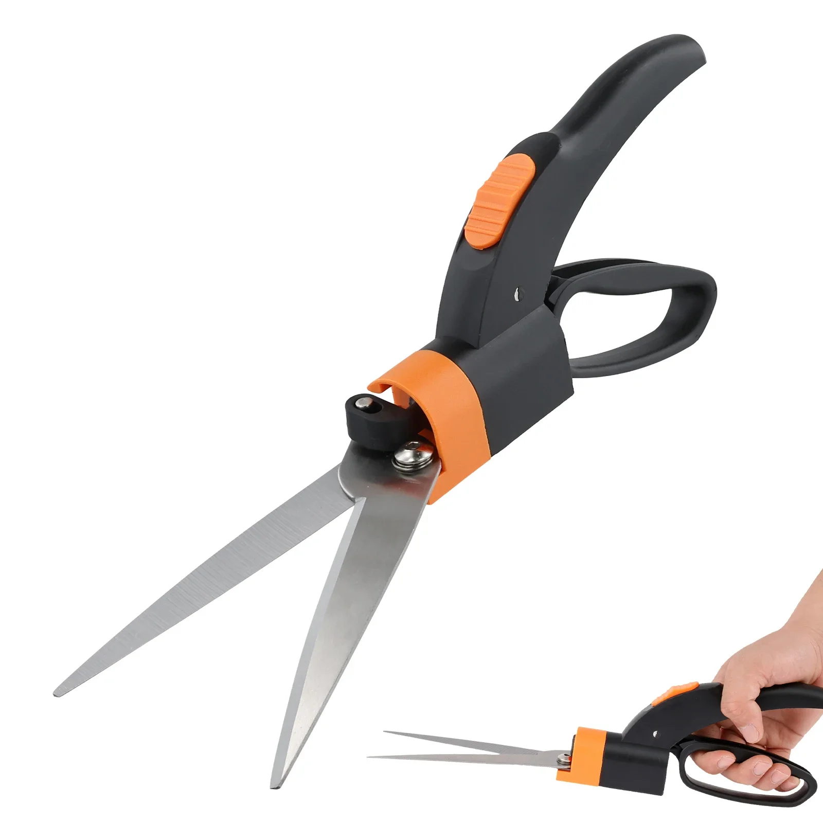 Grass Shears Ultra-Sharp Grass Cutter with 360 Degree Swivel Blades Stainless Steel Lawn Scissors Multifunction Gardening Shears